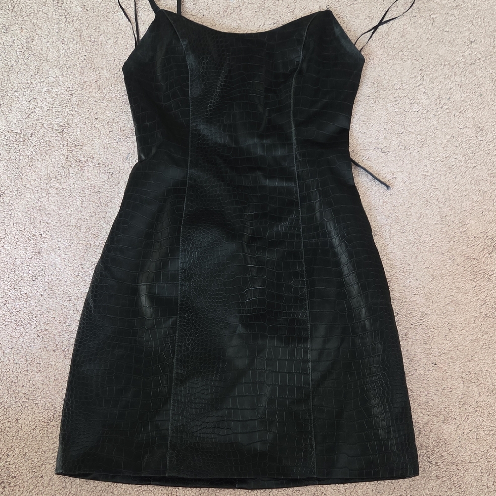 Misha Black Croc-Pattern Leather Dress *Needs Seemstress*